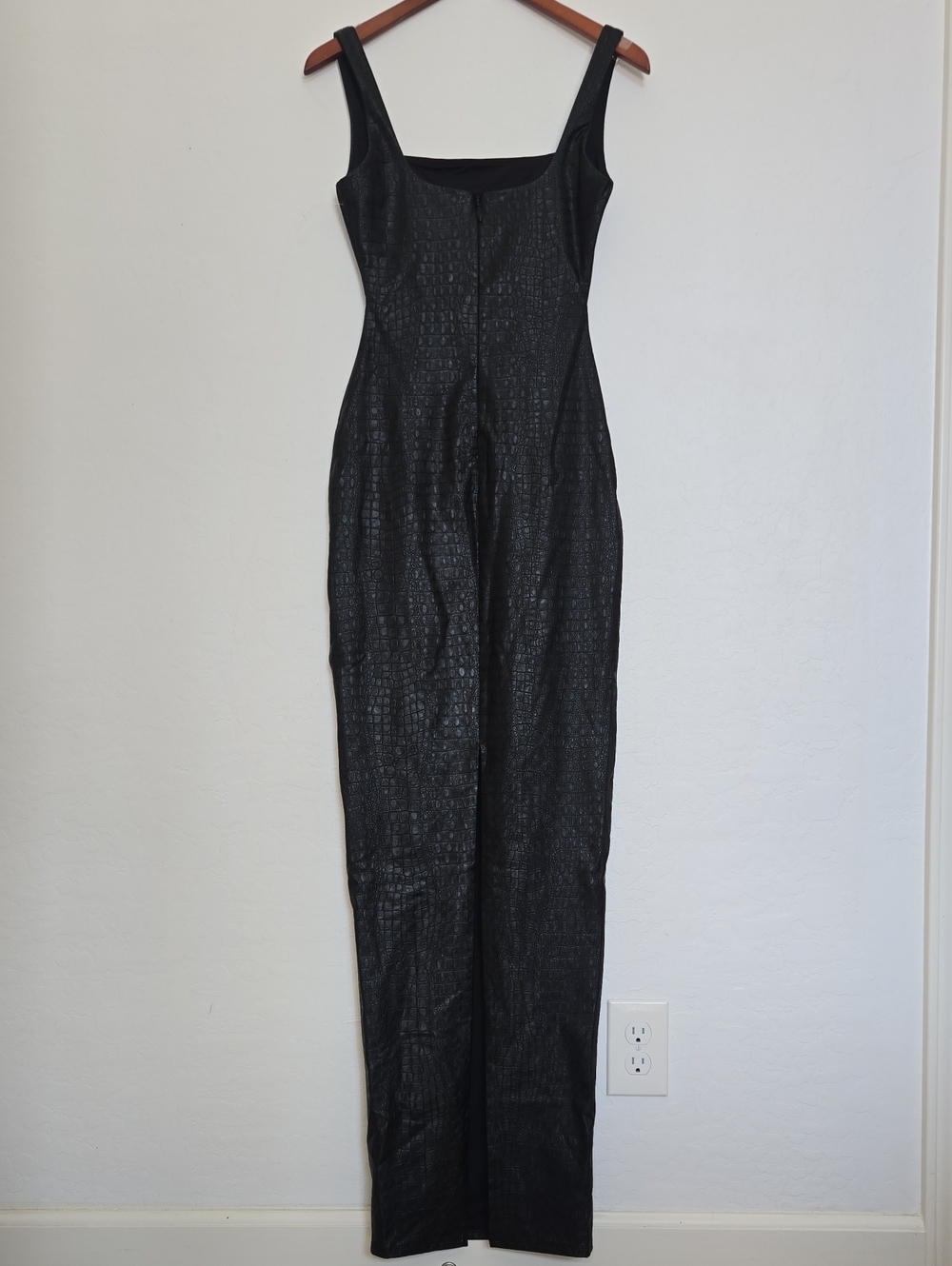 Naked Wardrobe Croc Embossed Faux Leather Body-Con Dress Maxi Stretch Sz S NWOT - Picture 7 of 14